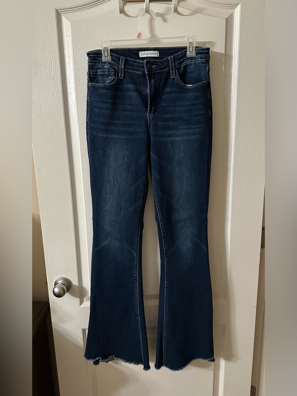 Flying Monkey Dark Blue Flare Jeans with Slit Hems
